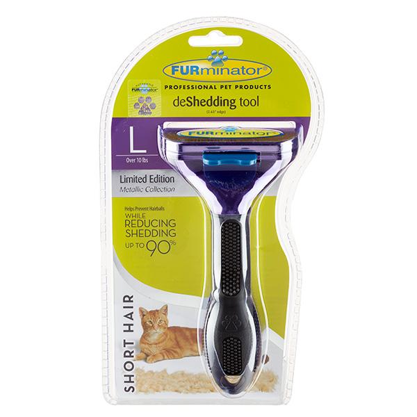 FURminator Large Short Hair Cat Metallic Purple - Just For Pets Australia