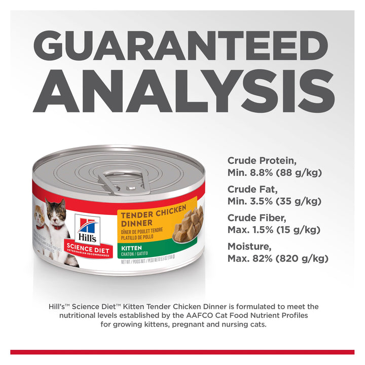 Hill's Science Diet Kitten Tender Chicken Dinner Canned Cat Food 156g 24 Pack - Just For Pets Australia