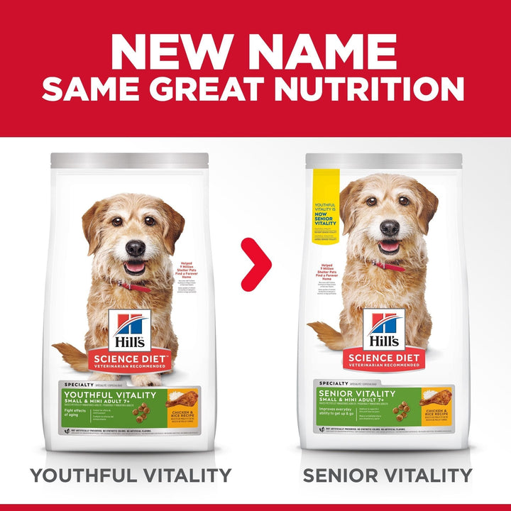 Hill's Science Diet Adult 7+ Senior Vitality Small & Mini Senior Dry Dog Food 1.58kg - Just For Pets Australia