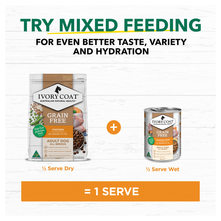 Ivory Coat Grain Free Adult Wet Dog Food Chicken Stew 12x400g