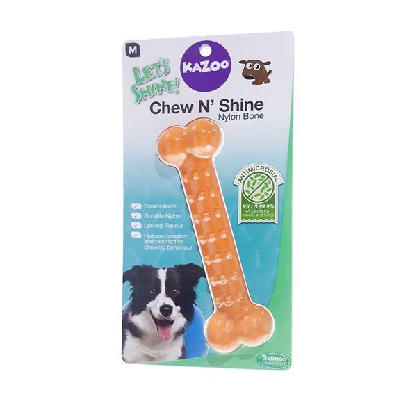 Kazoo Chew N' Shine Nylon Bone Salmon - Just For Pets Australia