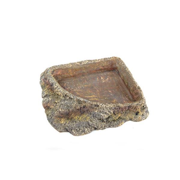 Kazoo Reptile Grey Stone Corner Dish Large - Just For Pets Australia