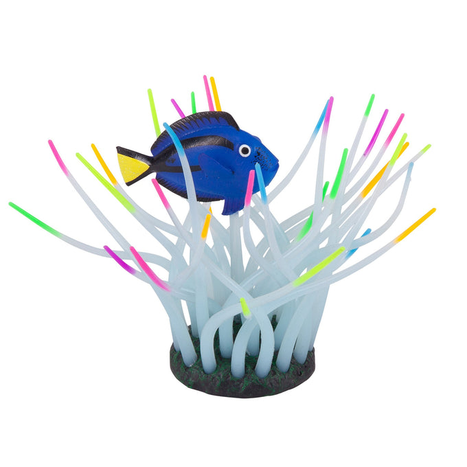 Kazoo Silicone Plant - Fluro Anemone Medium Blue Tang & Air - Just For Pets Australia