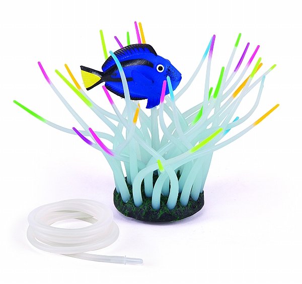 Kazoo Silicone Plant - Fluro Anemone Medium Blue Tang & Air - Just For Pets Australia