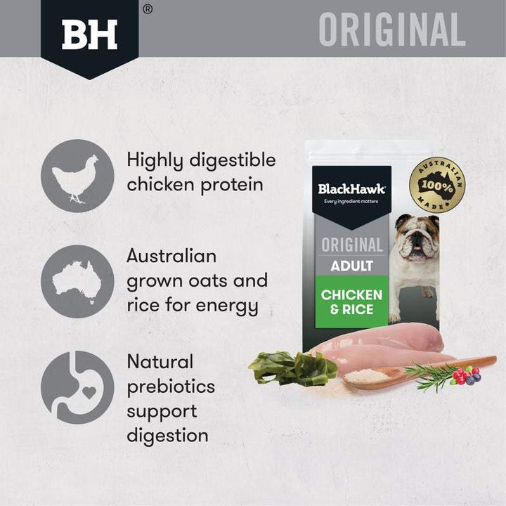 Black Hawk Original Adult Dog Chicken & Rice Dry Food - Just For Pets Australia