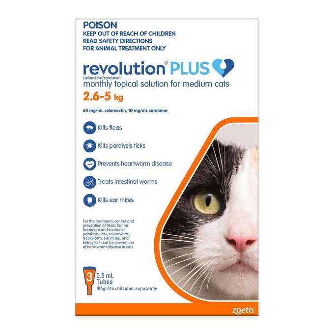 Revolution PLUS for Medium Cats 2.5kg - 5kg - Just For Pets Australia