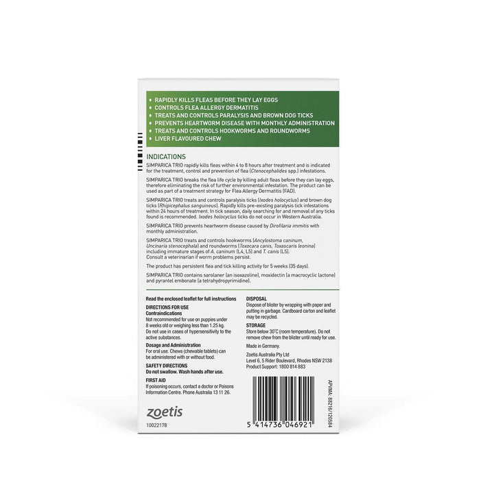 Simparica Trio 20.1kg - 40kg - Just For Pets Australia