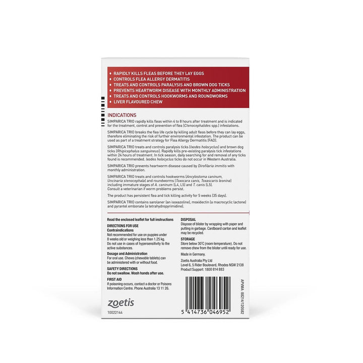 Simparica Trio 40.1kg - 60kg - Just For Pets Australia