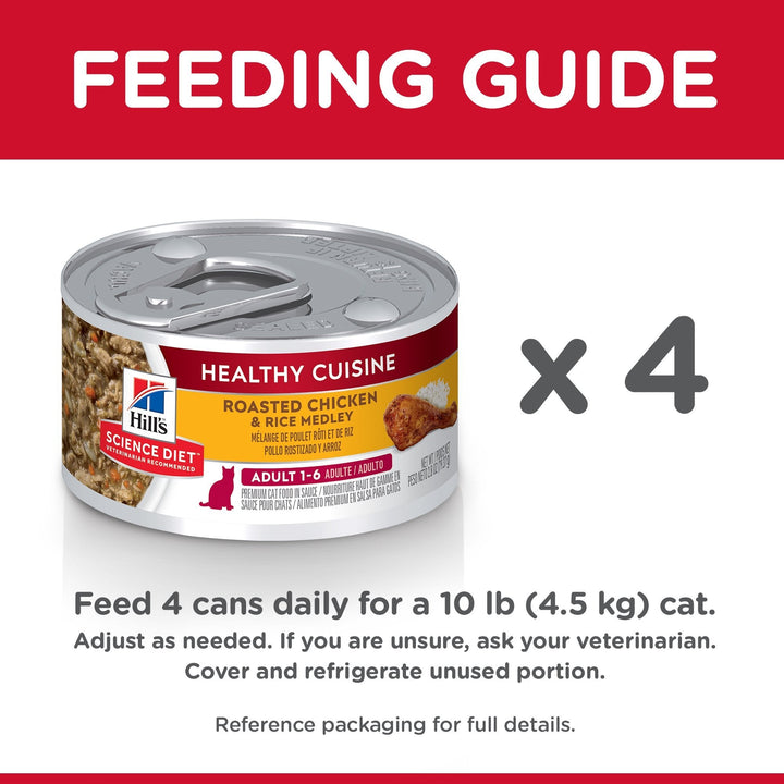 Hill's Science Diet Adult Healthy Cuisine Chicken & Rice Medley Canned Cat Food, 79g, 24 Pack - Just For Pets Australia