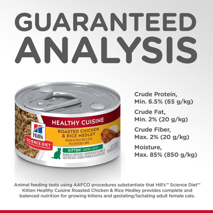 Hill's Science Diet Kitten Healthy Cuisine Chicken & Rice Medley Canned Cat Food, 79g, 24 Pack - Just For Pets Australia