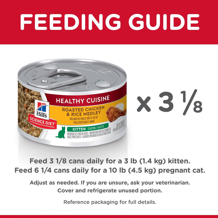 Hill's Science Diet Kitten Healthy Cuisine Chicken & Rice Medley Canned Cat Food, 79g, 24 Pack - Just For Pets Australia