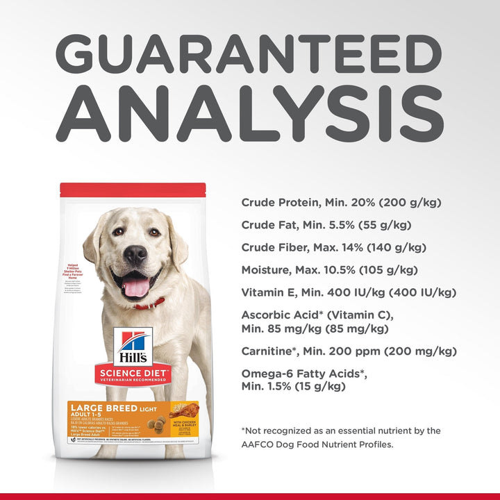 Hill's Science Diet Adult Light Large Breed Dry Dog Food 12kg - Just For Pets Australia
