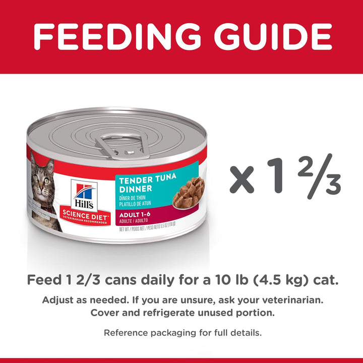 Hill's Science Diet Adult Tender Tuna Dinner Canned Cat Food, 156g, 24 Pack - Just For Pets Australia