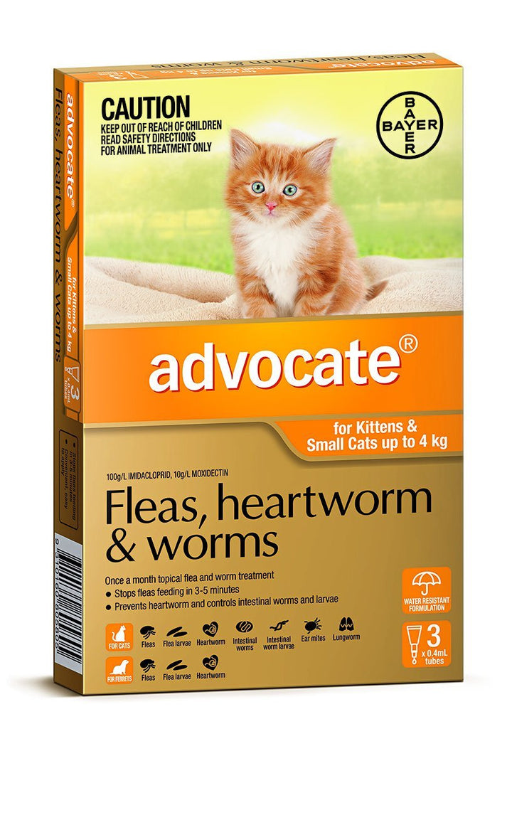 Advocate Fleas, Heartworm & Worms For Kittens & Small Cats Up To 4kg - Just For Pets Australia