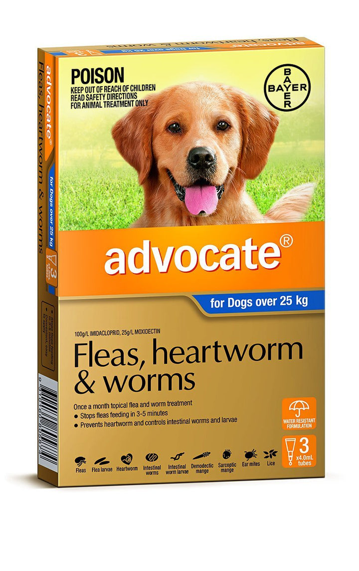 Advocate Fleas, Heartworm & Worms For Dogs Over 25kg - Just For Pets Australia
