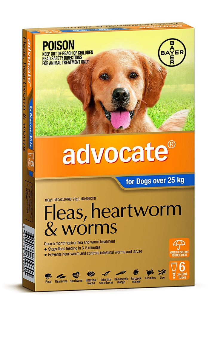 Advocate Fleas, Heartworm & Worms For Dogs Over 25kg - Just For Pets Australia