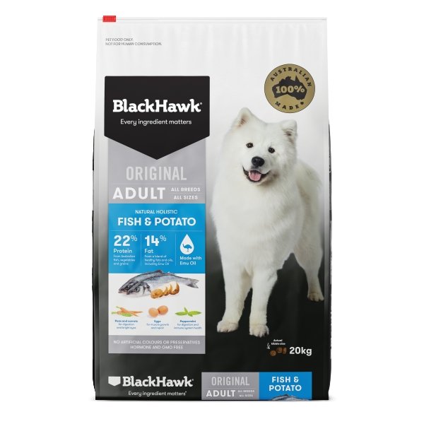 Black Hawk Original Adult Dog Fish & Potato Dry Food - Just For Pets Australia