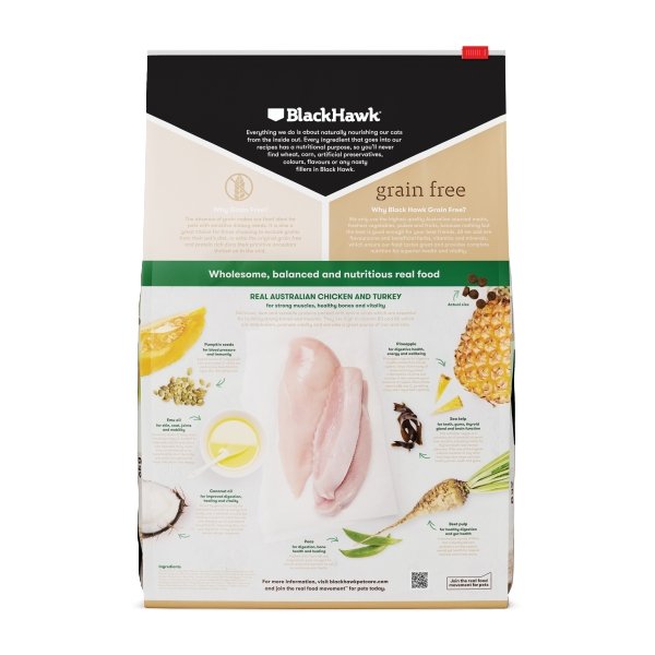 Black Hawk Grain Free Adult Cat Chicken & Turkey Dry Food - Just For Pets Australia