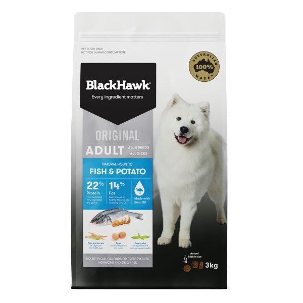 Black Hawk Original Adult Dog Fish & Potato Dry Food - Just For Pets Australia