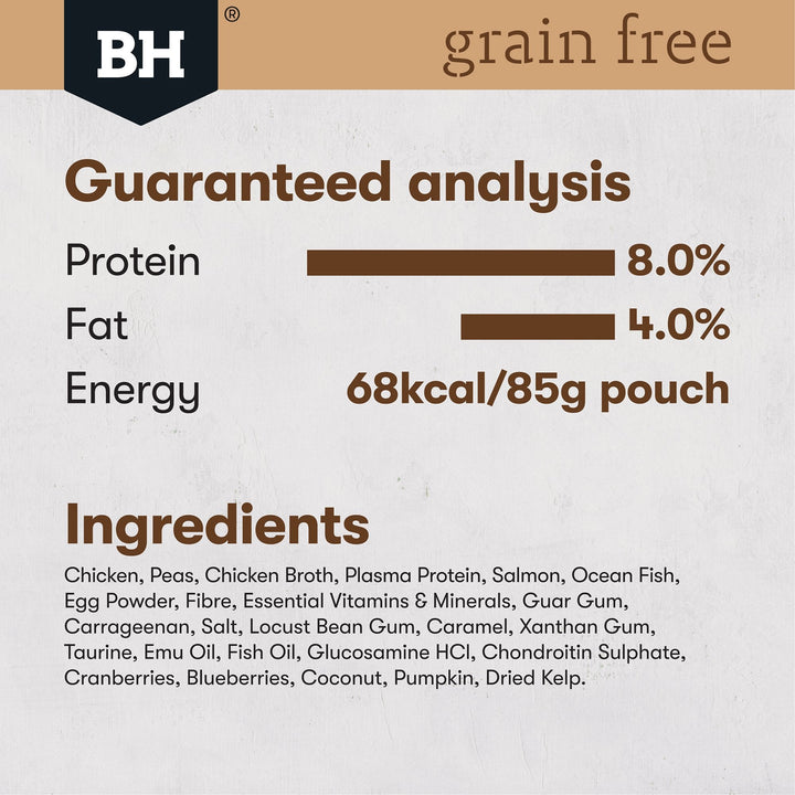 Black Hawk Grain Free Mature Chicken With Salmon In Jelly Wet Cat Food Pouches 85G - Just For Pets Australia