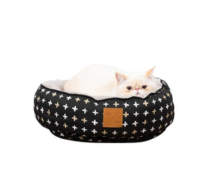 Mog & Bone Reversible Cat Bed - Black Metallic Cross Print - Just For Pets Australia