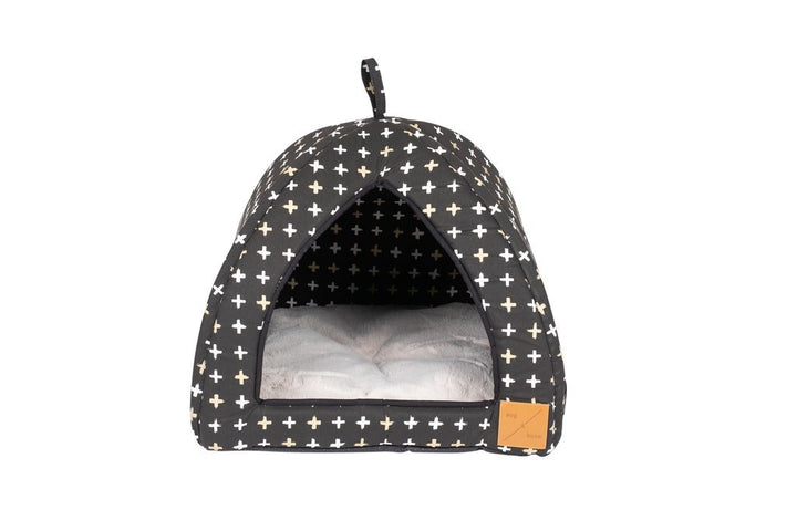 Mog & Bone Cat Igloo - Black Metallic Cross Print - Just For Pets Australia