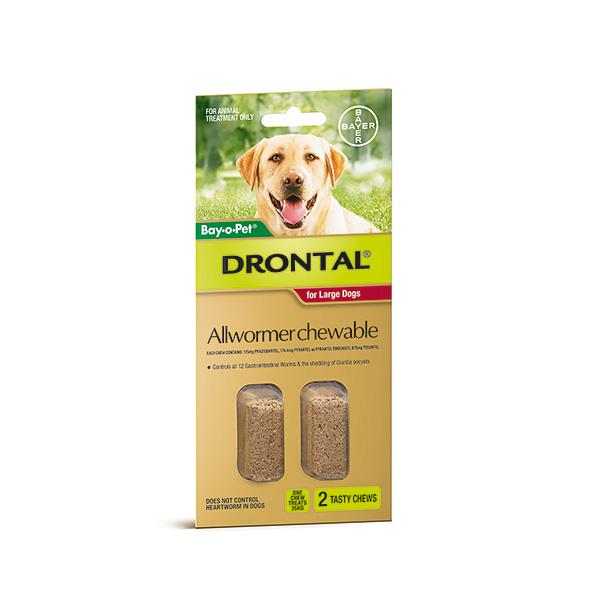 Drontal Allwormer Chewable Large Dog up to 35kg 2 pack - Just For Pets Australia