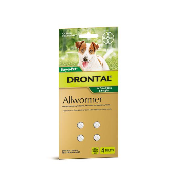 Drontal Allwormer Tablet Puppy & Small Dog up to 3kg 4 Pack - Just For Pets Australia