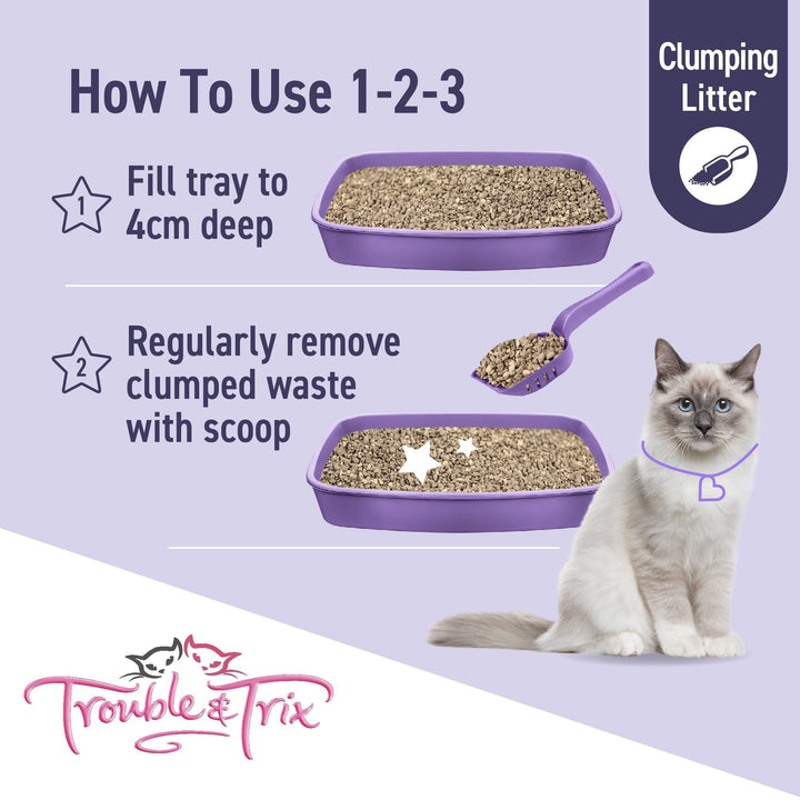 Trouble & Trix Clumping Odour Neutralising Lavender Litter 15L - Just For Pets Australia