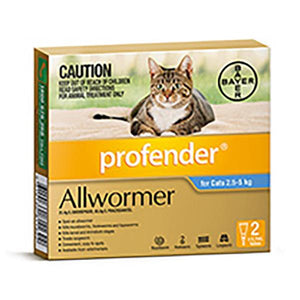 Profender Cat Allwormer Blue 2.5-5kg - Just For Pets Australia