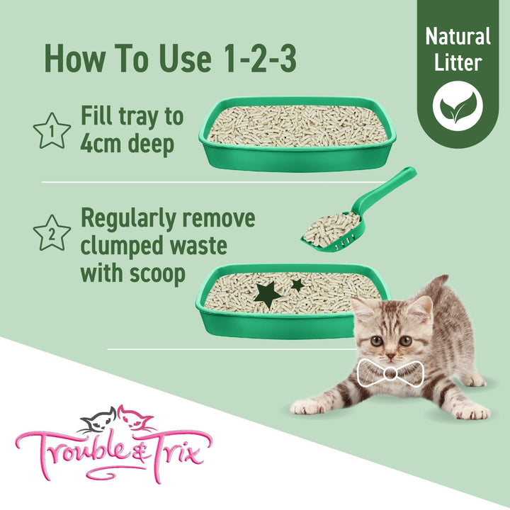 Trouble & Trix Natural Clumping Pellet Litter 10L - Just For Pets Australia