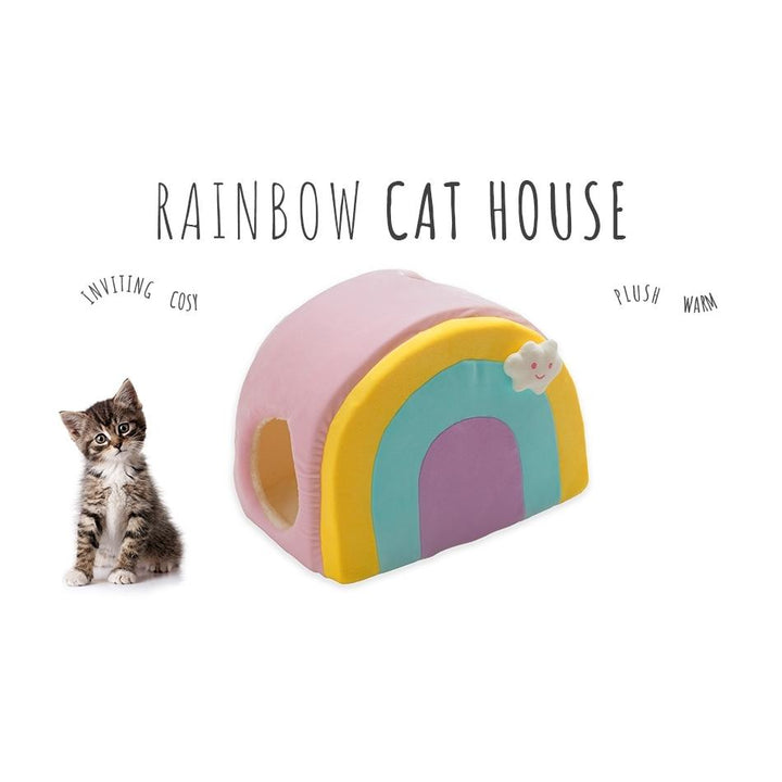 All Fur You Rainbow Cat House Pink - Just For Pets Australia