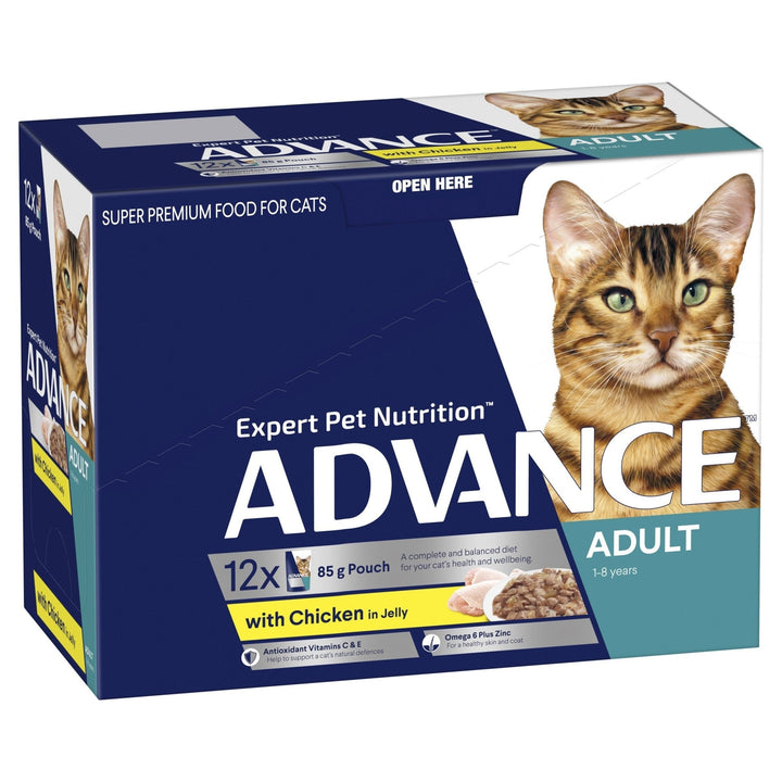 ADVANCE Adult Wet Cat Food Chicken In Jelly 12x85g Pouches - Just For Pets Australia