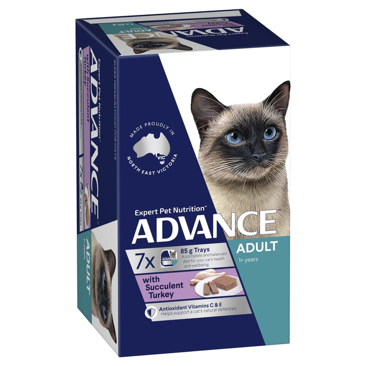 ADVANCE Adult Wet Cat Food with Succulent Turkey 7x85g Trays - Just For Pets Australia