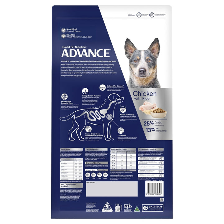 ADVANCE Healthy Weight Medium Adult Dry Dog Food Chicken with Rice - Just For Pets Australia