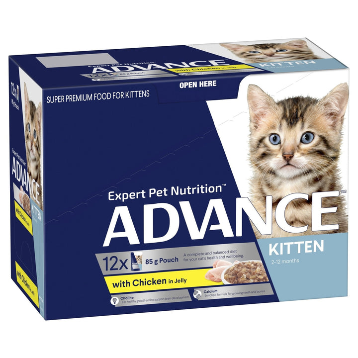 ADVANCE Kitten Wet Cat Food Chicken In Jelly 12x85g Pouches - Just For Pets Australia