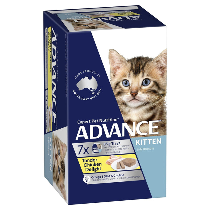 ADVANCE Kitten Wet Cat Food Tender Chicken Delight 7x85g Trays - Just For Pets Australia