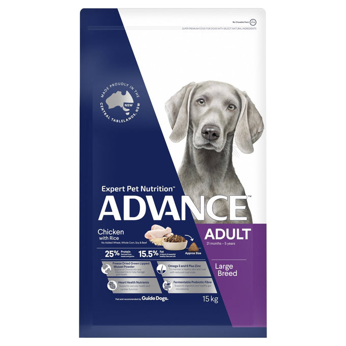 ADVANCE Large Adult Dry Dog Food Chicken with Rice - Just For Pets Australia