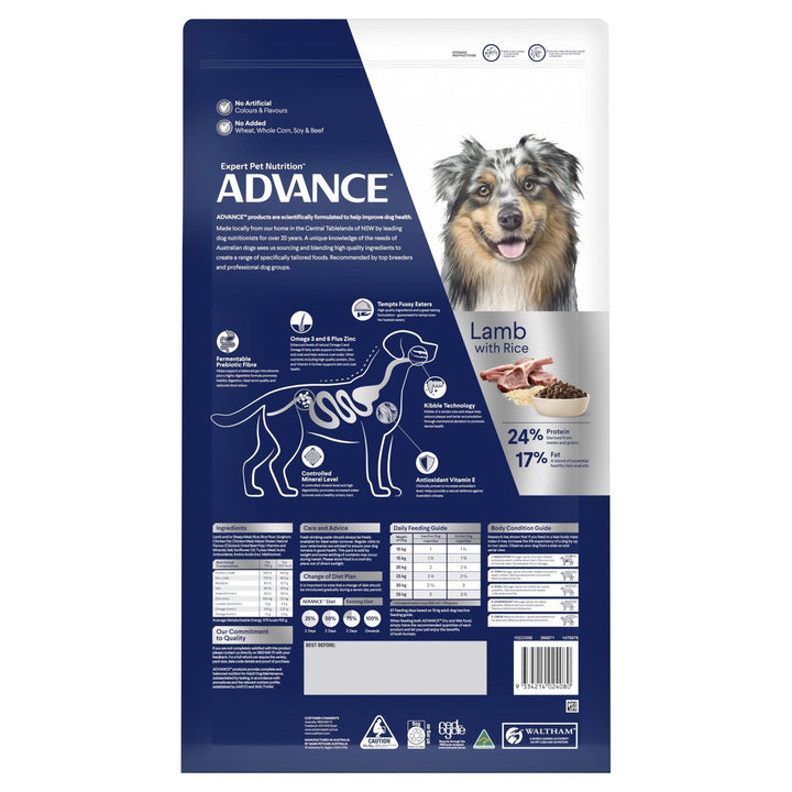 ADVANCE Medium Adult Dry Dog Food Lamb with Rice - Just For Pets Australia