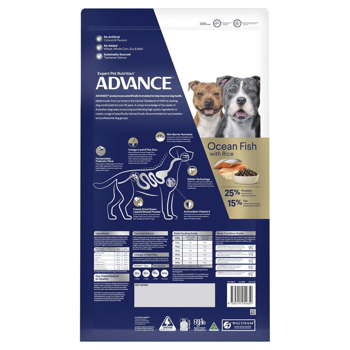 ADVANCE Medium Terriers Dry Dog Food Ocean Fish with Rice - Just For Pets Australia