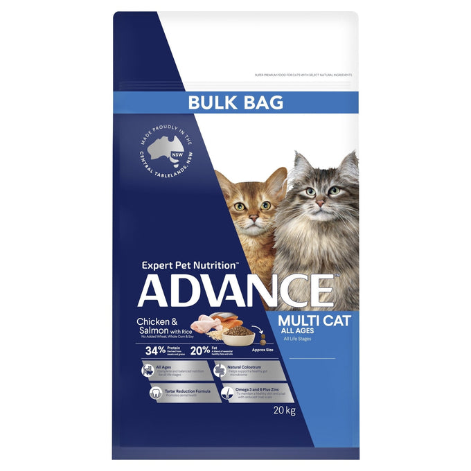 ADVANCE Multi Cat Dry Cat Food Chicken & Salmon with Rice - Just For Pets Australia