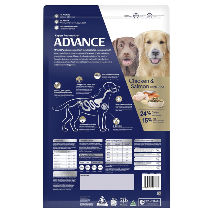 ADVANCE Retrievers Dry Dog Food Chicken & Salmon with Rice 13kg Bag - Just For Pets Australia