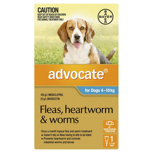 Advocate Fleas, Heartworm & Worms For Dogs 4 - 10kg - Just For Pets Australia