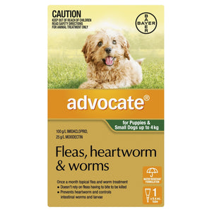 Advocate Fleas, Heartworm & Worms For Puppies & Small Dogs Up To 4kg - Just For Pets Australia