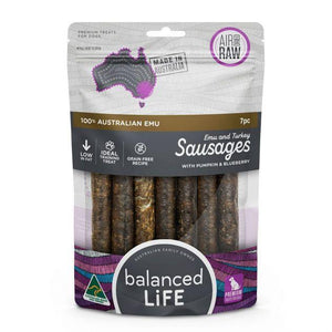 Balanced Life Emu Sausage Dog Treat 7 Pack - Just For Pets Australia