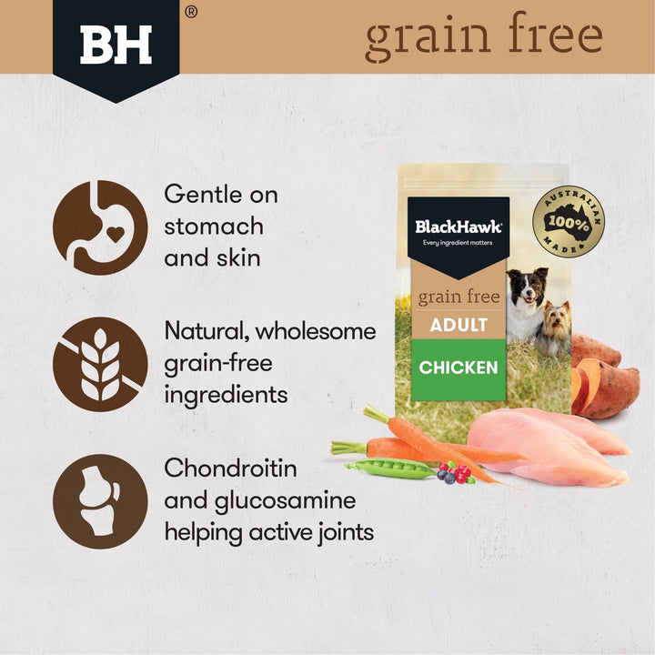 Black Hawk Grain Free Adult Chicken Dry Dog Food - Just For Pets Australia
