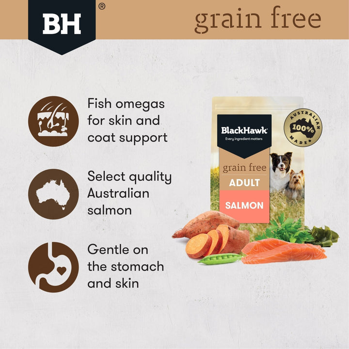 Black Hawk Grain Free Adult Salmon Dry Dog Food - Just For Pets Australia