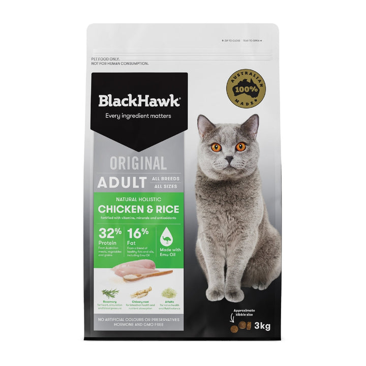 Black Hawk Original Adult Cat Chicken & Rice Dry Food - Just For Pets Australia
