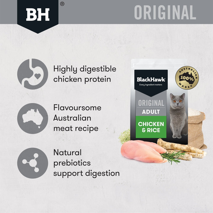 Black Hawk Original Adult Cat Chicken & Rice Dry Food - Just For Pets Australia