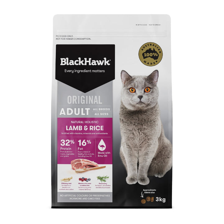 Black Hawk Original Adult Cat Lamb & Rice Dry Food - Just For Pets Australia
